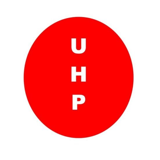 the letters U, H and P inside a red circle